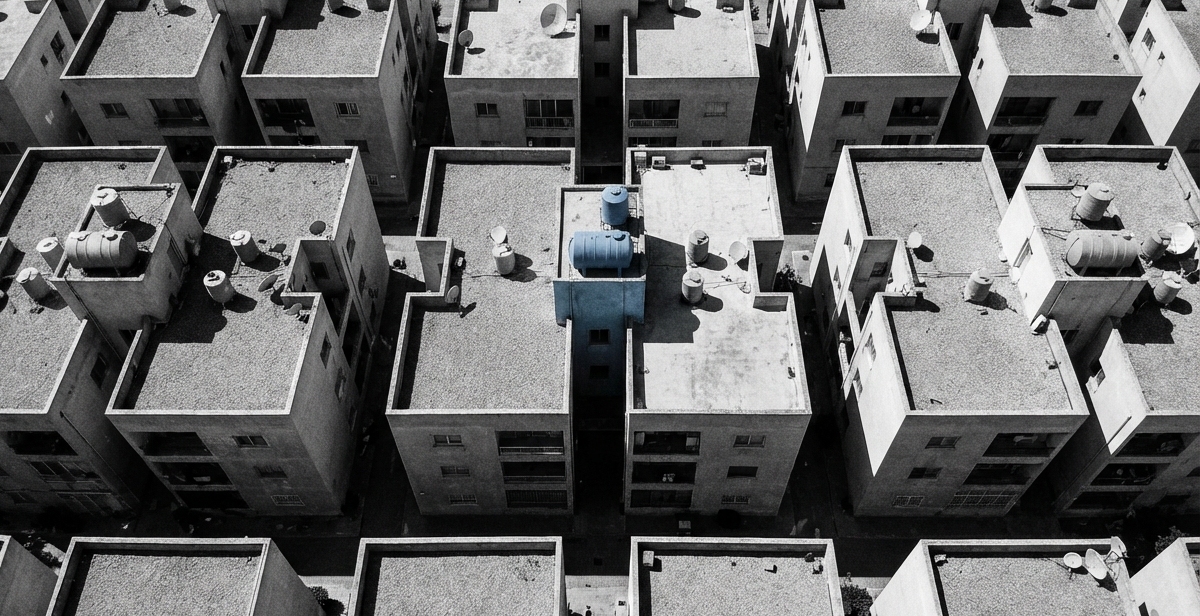 Aerial view of residential society rooftops in midday sunlight Gurgaon — Sector 81 rental market 2026