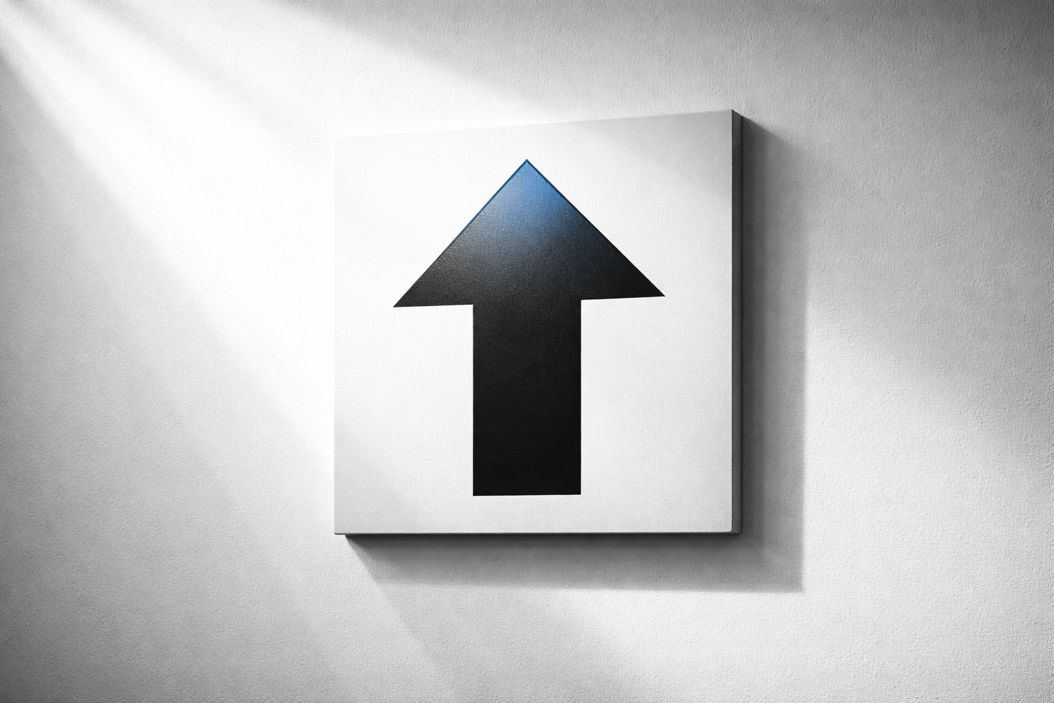 Upward arrow sign in morning sunlight on white wall — rising rents India 2026
