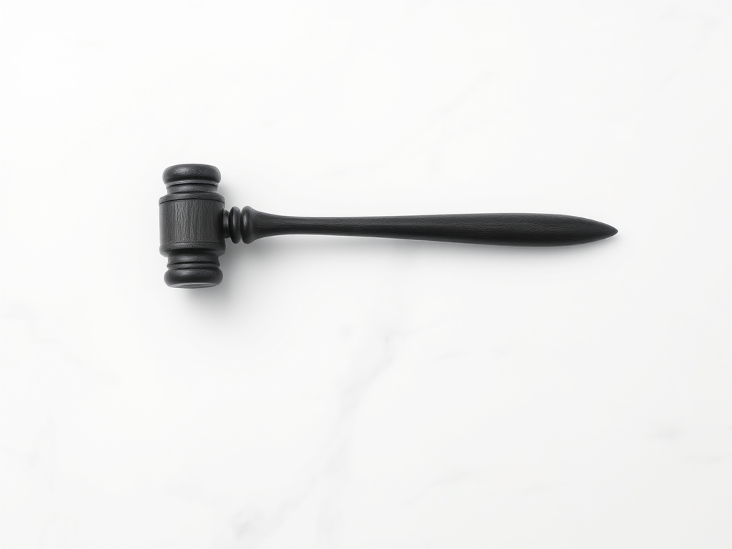 A lone wooden gavel with a blue highlighted head on a white marble surface representing the Supreme Court of India's ruling on tenant eviction delays