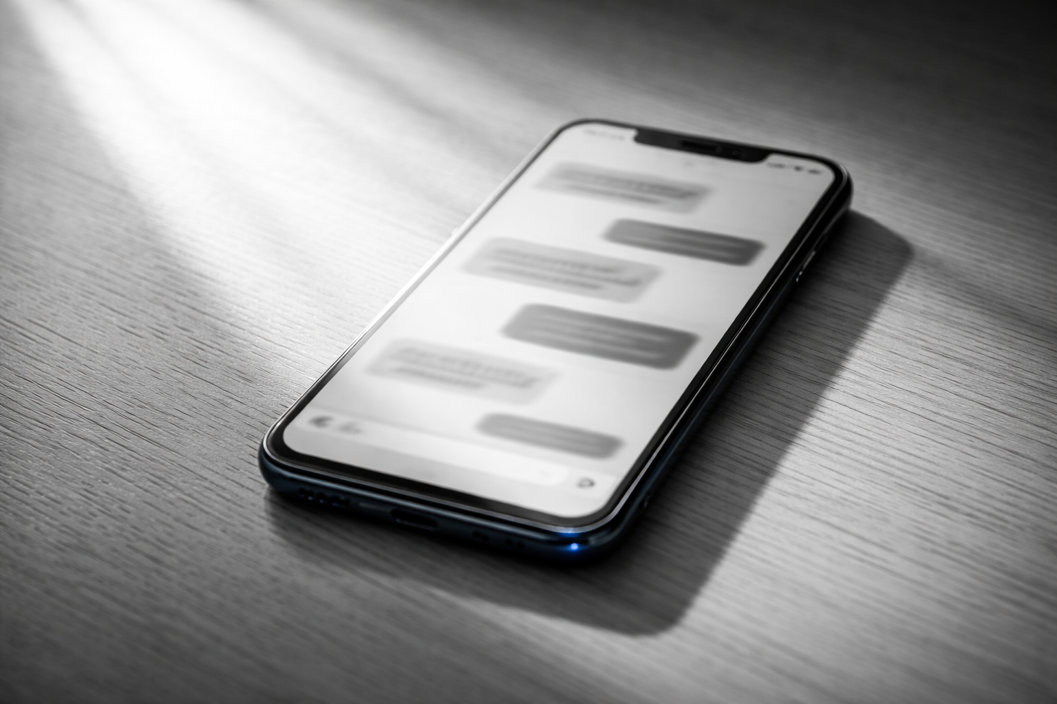 Smartphone with WhatsApp chat in morning sunlight — rental maintenance documentation for deposit dispute Bengaluru