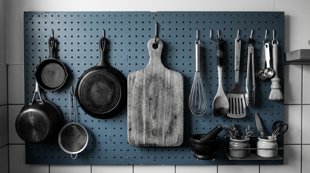 kitchen pegboard storage small home India wall organiser