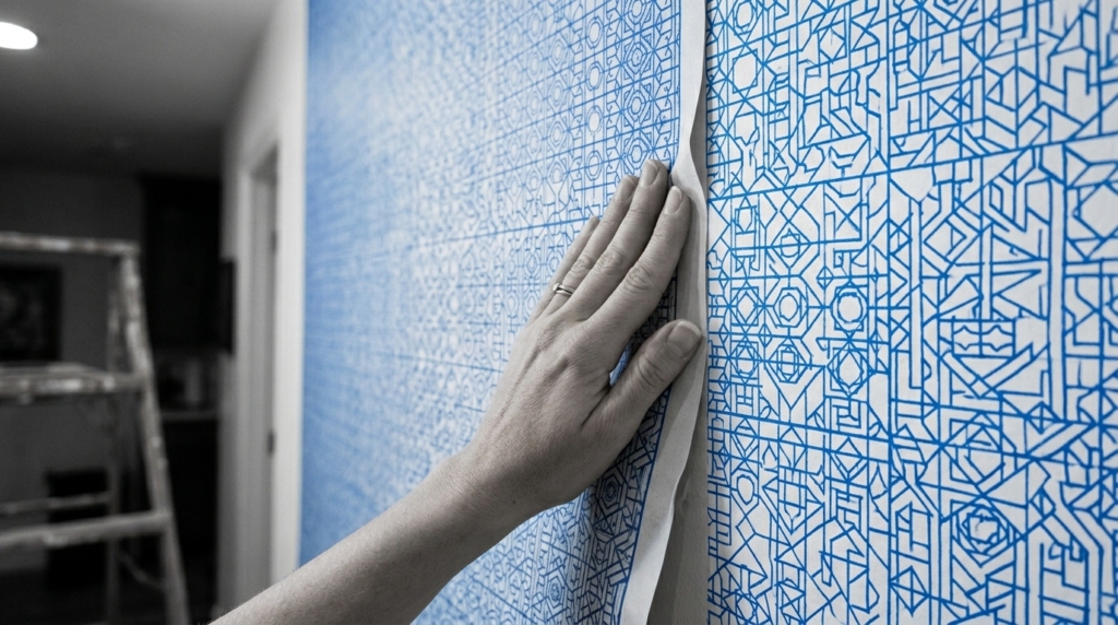 peel and stick wallpaper rental bedroom India renter friendly