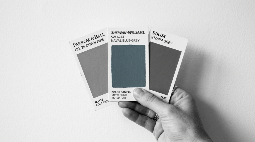 paint colour swatches bedroom India sage green warm grey
