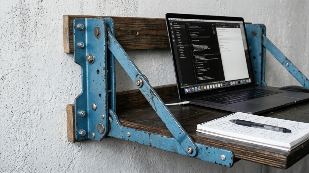 wall mounted fold down desk studio apartment India workspace