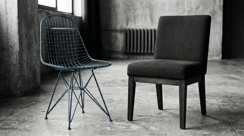 open frame vs solid chair visual space small apartment India